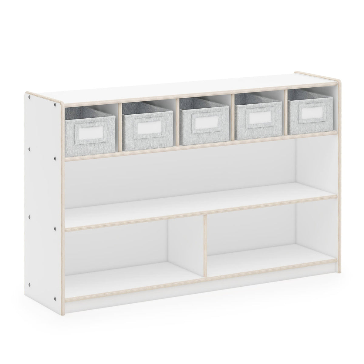 G80218 EdQ Essentials Shelves and 5 Bin Storage Unit White Main-1 | White
