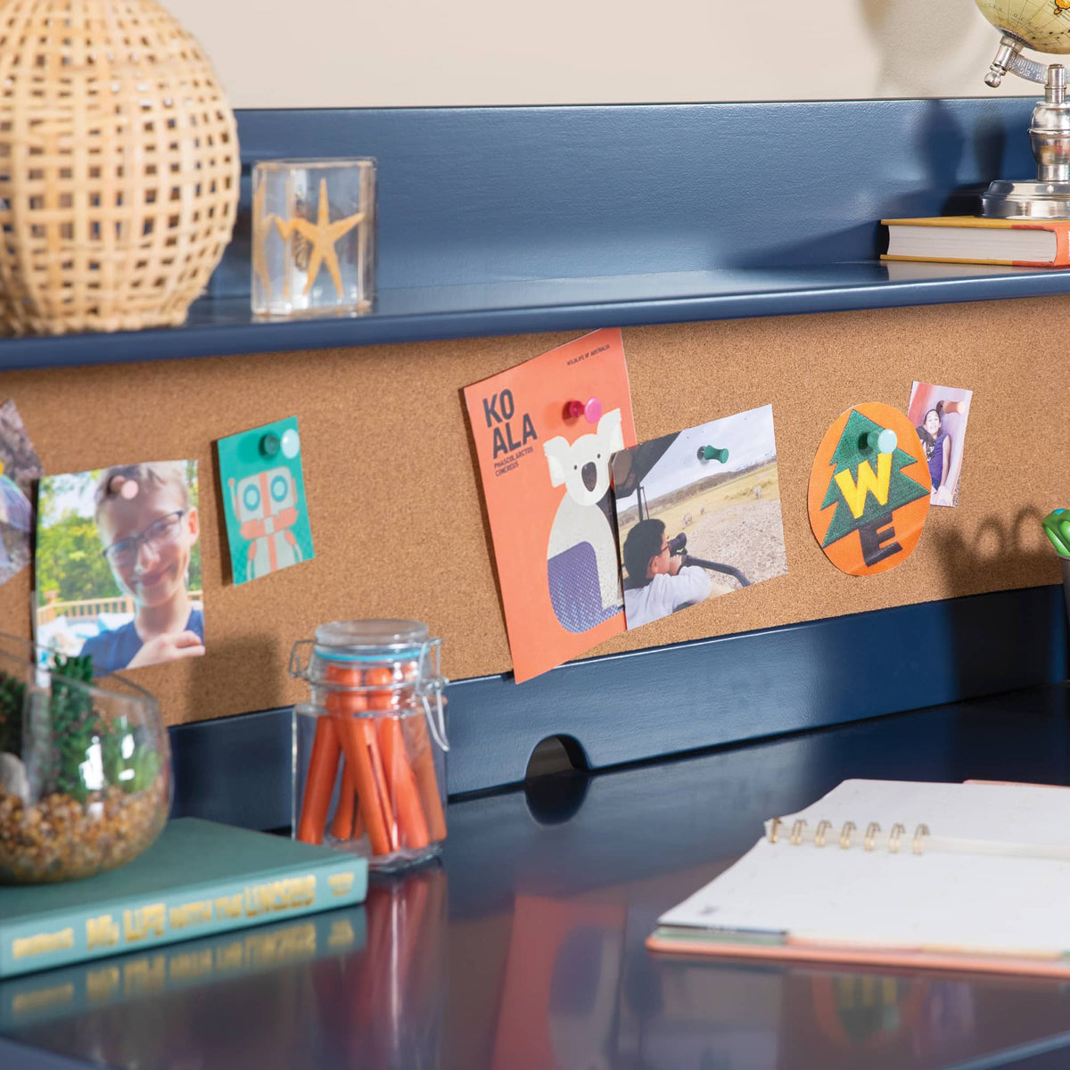 G76608 Martha Stewart Sams Club Desk with Hutch and Chair Navy Env Detail 3 | Navy