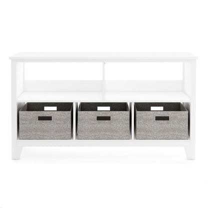 G76804 Martha Stewart Living and Learning Kids' Low Bookcase White Front | Linen White