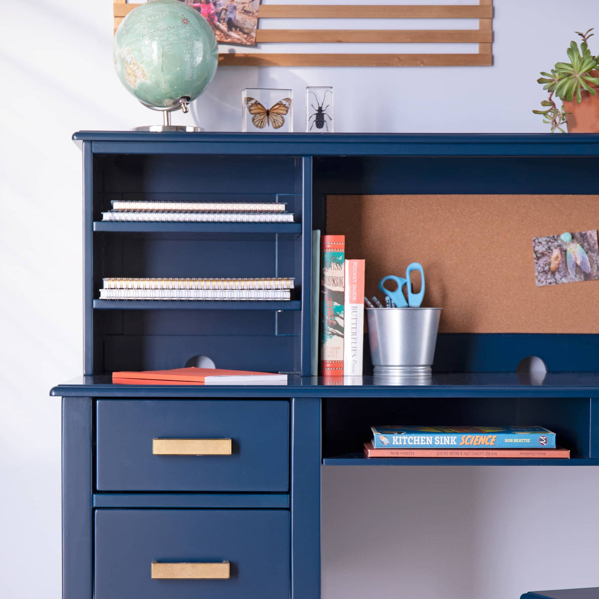 G27652 Taiga Desk and Hutch Navy Detail 1 | Navy