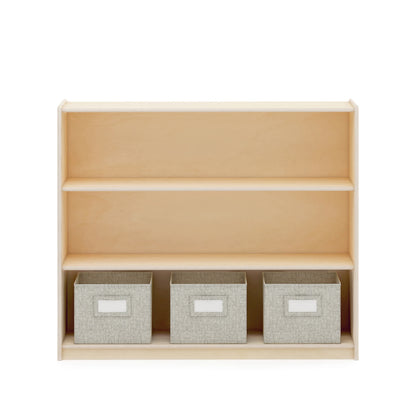 G80314 EdQ Essentials Three Shelf Open Storage Natural Front-1 | Natural