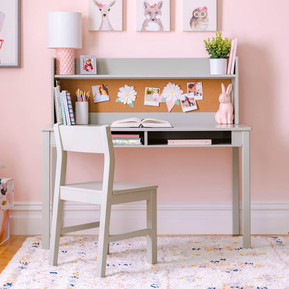 G76908 Martha Stewart Living and Learning Kids' Desk with Hutch and Chair Gray Environment1 | Gray